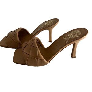 Vince Camuto Brelanie Sandals Slides Tan Size 8M  Leather 3 1/2
